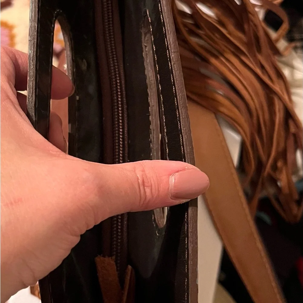 American Darling Turquoise and Brown Embossed Shoulder Bag - Picture 9 of 9